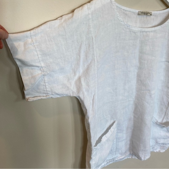 FRANCESCA BETTINI Womens Size Medium Shirt Blouse Top 100% Linen Minimalist - Picture 3 of 5